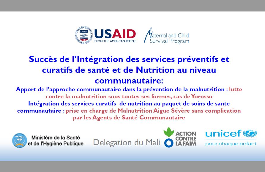 cover photo: Mali; Succes de l'integration des services preventifs curatifs de sante et de Nutrition au niveau communitaire