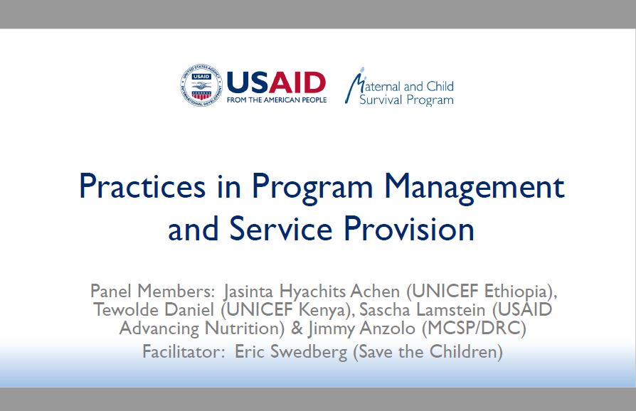 Panel sur les pratiques de gestion de programme - Eric Swedberg (Save the Children)
