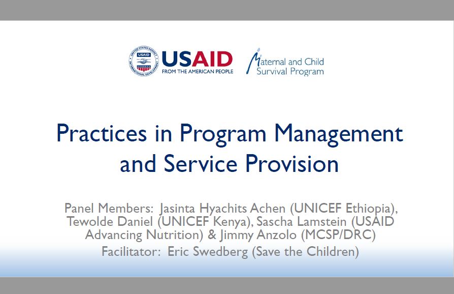 Panel sur les pratiques de gestion de programme - Eric Swedberg (Save the Children)