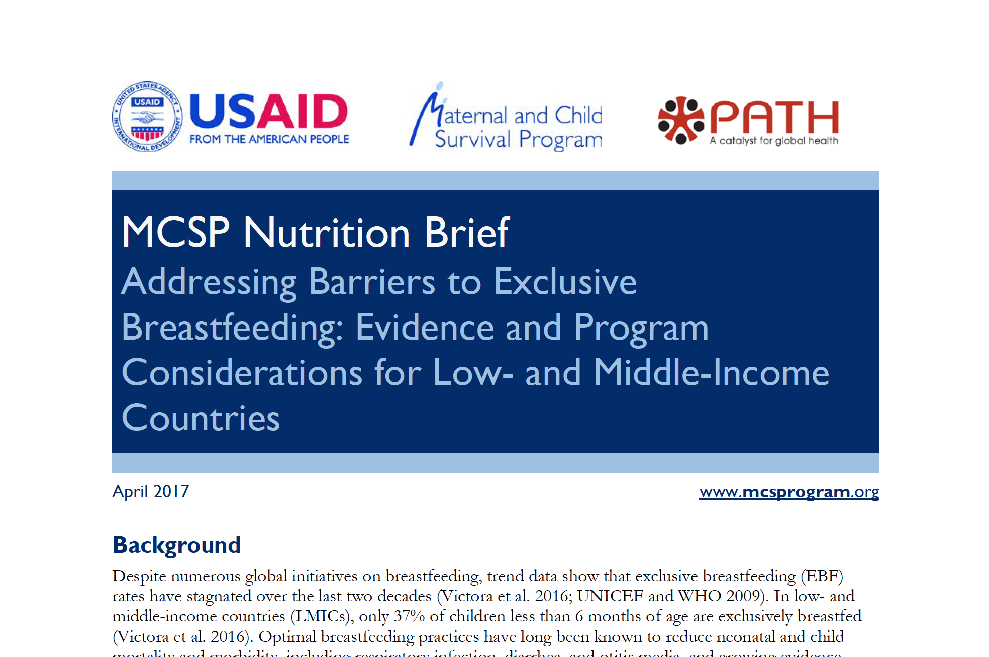 Photo: MCSP Nutrition Brief_Barriers to EBF_4.2017.pdf