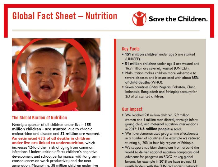 Photo: Save the Children_Global Nutrition Fact Sheet_2018