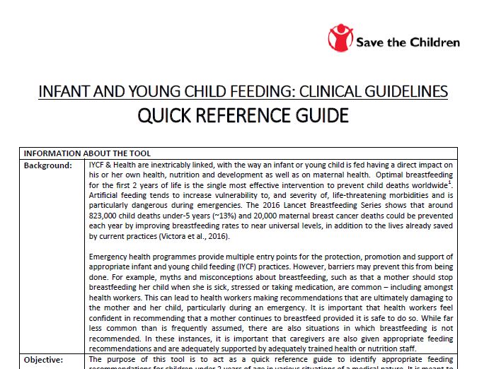 Photo: Save the Children_IYCF Clinical Guidelines Summary