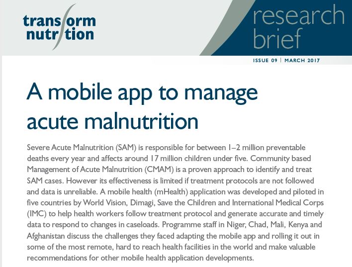 Photo: Transform Nutrition_Research Brief_CMAM Mobile App_3.2017