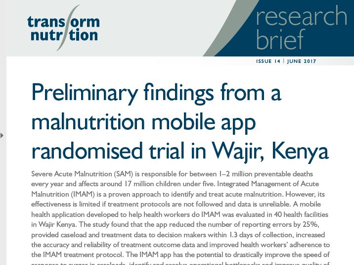 Photo: Transform Nutrition_Research Brief_IMAM Mobile App in Kenya_6.2017