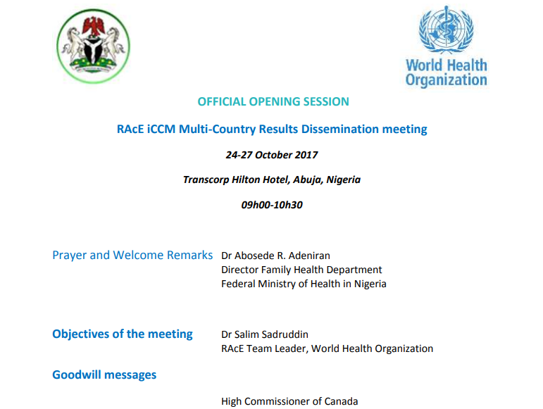 Photo of a word document, opening ceremony agenda.