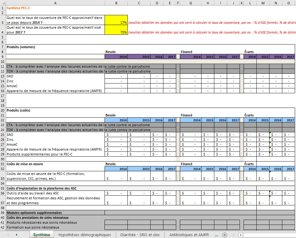 Photo of excel spreadsheet in French.