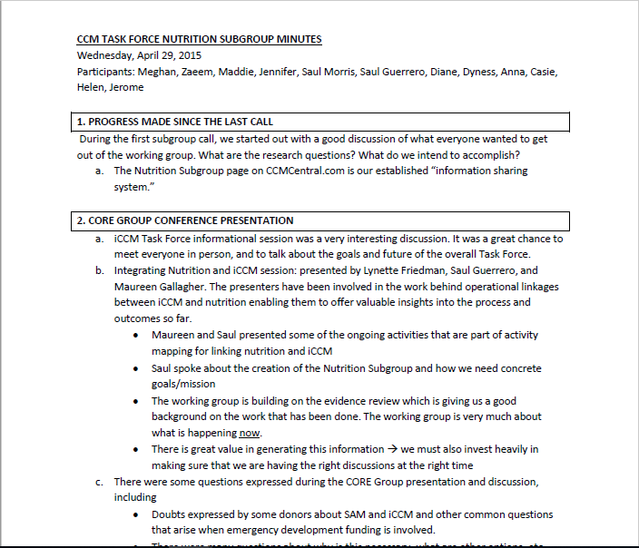 Document de trois pages en anglais