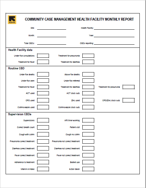 One-page Excel spreadsheet in English 