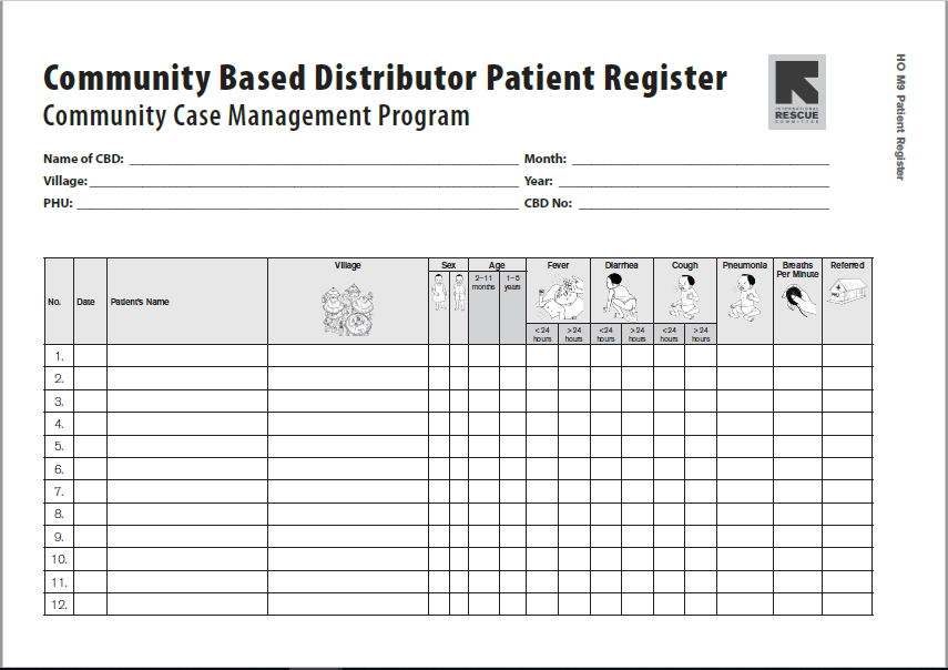 CCM Supervision Workshop Handout Patient Register - (IRC/MOH Sierra ...