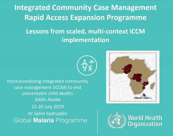 Presentation title slide, English text on light blue background, small map of Africa on right