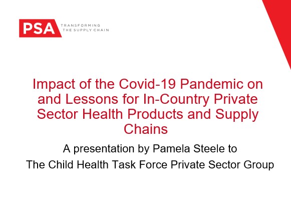Presentation title slide, English text in red on white background