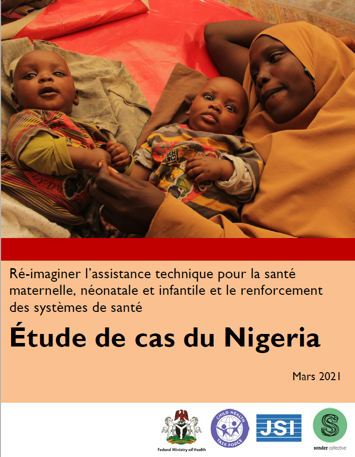 Première page de l'étude de cas du Nigeria. Une femme est allongée avec ses deux petits enfants.