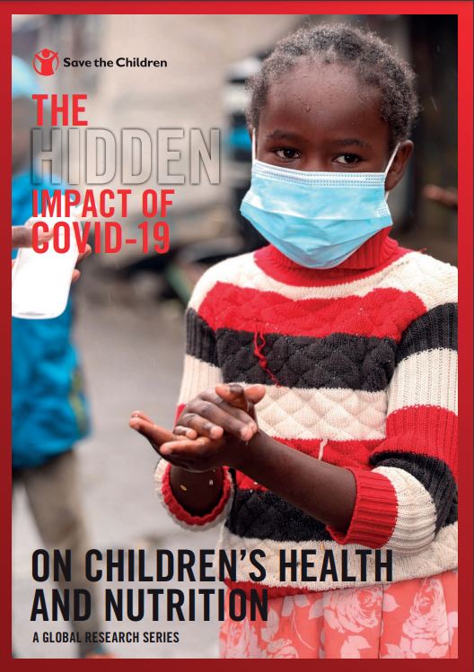 Cover image of the brief. Young African girl with a face mask holding her hands together.