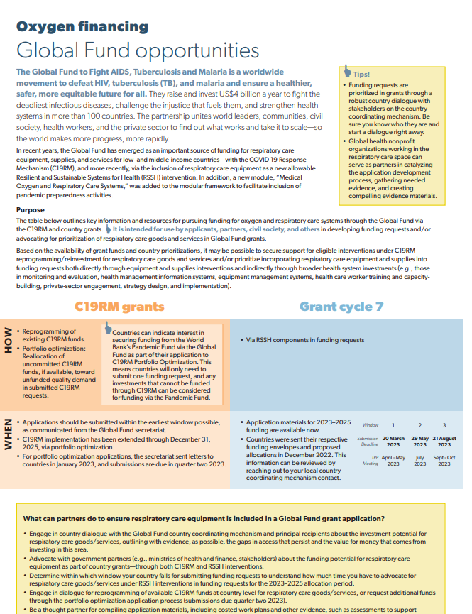 Picture of the Oxygen financing: Global Fund opportunities brief 
