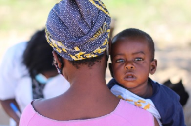 Mother holding son