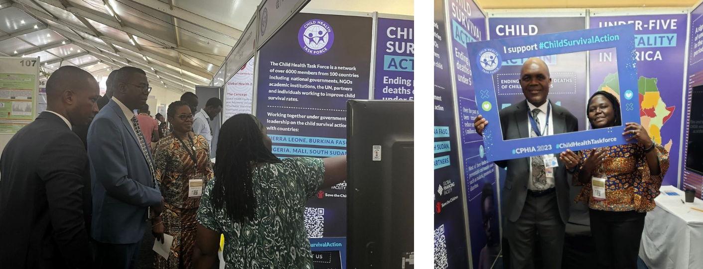 The CPHIA Organizing Committee visits the CSA booth at CPHIA 2023; Dr. George Sinyangwe, Permanent Secretary of Health of Zambia and Dyness Kasungami, 