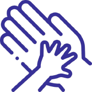 Icon for an adult hand and child hand