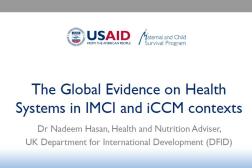 cover photo: The Global Evidence on Health Systems in IMCI and iCCM contexts ; DFID Nadeem INS Workshop 10.30.2018