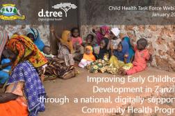 Title slide of presentation with photo of group of women and children in Zanzibar