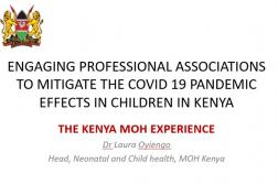 Presentation title slide, English text on white background, Kenya MOH logo left corner