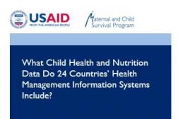 Report cover page, English text in white on dark blue background, USAID/MCSP logo at top