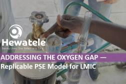 Presentation title slide, English text over a photo of an oxygen tank