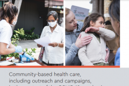 Cover of guide. Four images of people in the community practicing preventative measures.